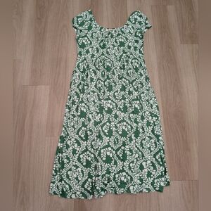 Boden Green and White Floral Midi Dress